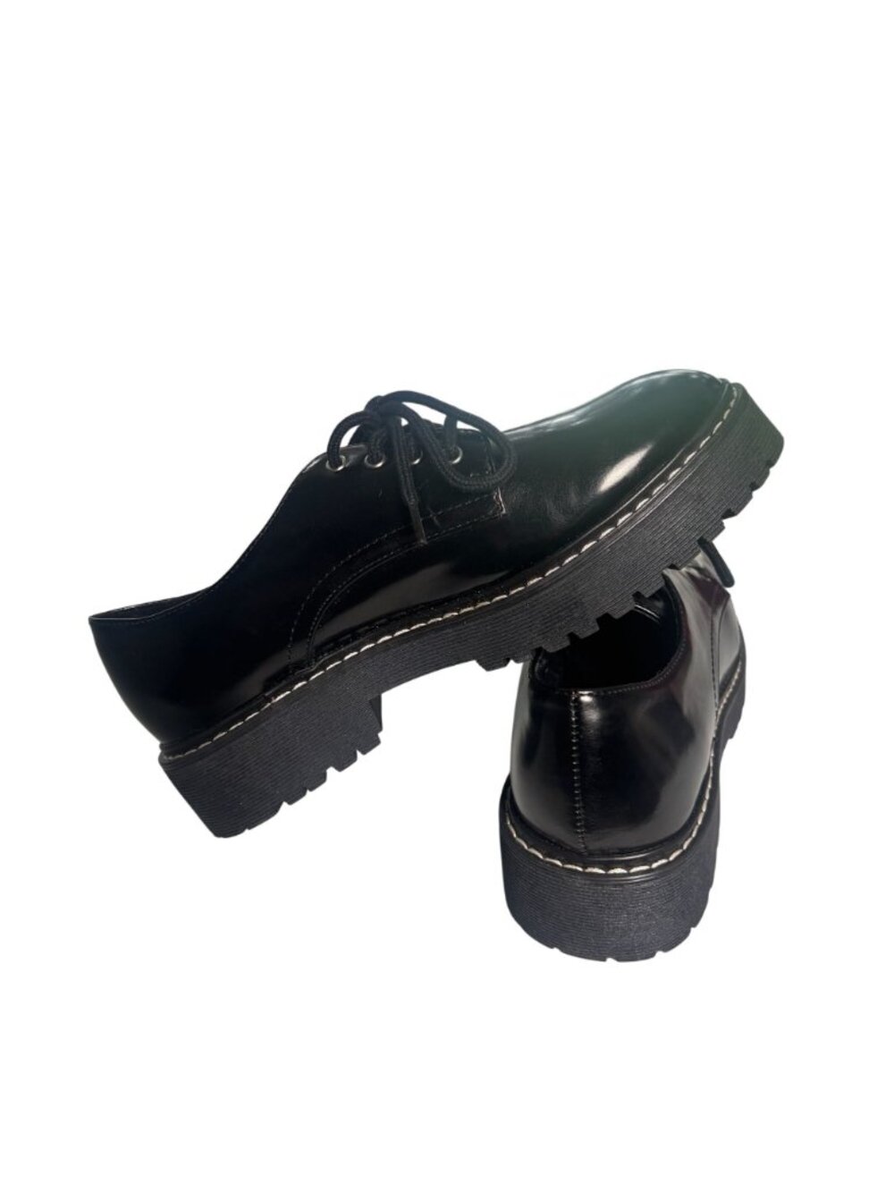 A New Day Black Platform Oxfords Chunky Lug Sole Loafers Dress Shoes 7.5 - Picture 2 of 13
